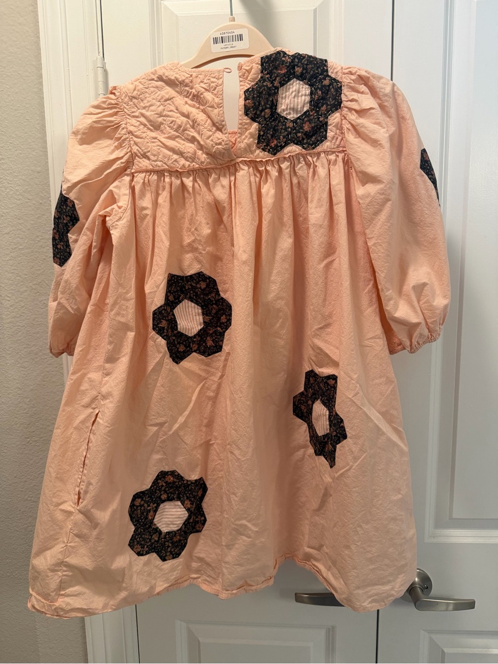 Worn once. Christy Dawn Pink Mini Dress with Black Floral Patchwork - Picture 5 of 6